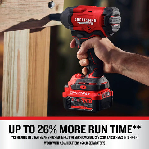 V20 Cordless Impact Wrench One Half Inch Bare Tool Only with brushless motor in use on wood beam