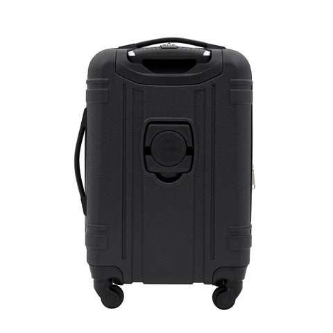 20 Inch Astral Hardside Carry On Luggage With Built In 3 In 1 Cup Holder, Phone Holder And USB Port, Black, front view