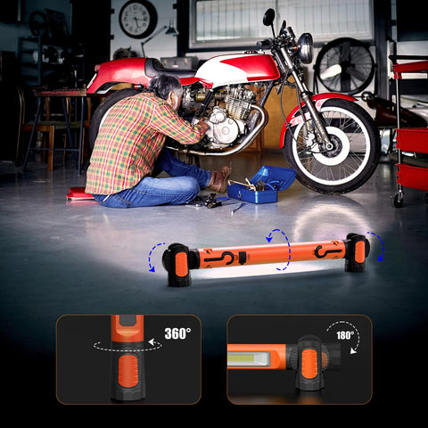 Rechargeable Magnetic LED Work Light 3000LM With 5200mAh Battery, Cordless Underhood Utility Lamp For Mechanics, Hooks And Magnetic Mount, Inspection Workshop Emergency Lighting For Cars And Home