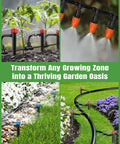 All In One Drip Irrigation Kit For Garden And Lawn With 240 Feet Main Tubing images of adjustable emitters in garden and lawn settings