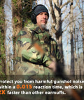 Man in camouflage using Electronic Ear Protection With 4X Sound Amplification And NRR 23dB Earmuffs For Loud Work Environments