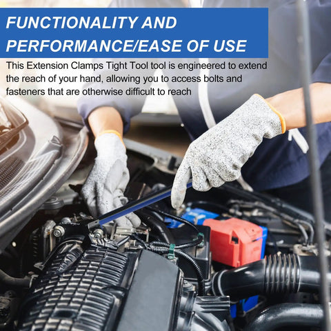 Mechanic using Compact Extension Clamp Tool with Versatile Vise Grip 3 Lengths of Extension Adjustable Jaws in car engine area