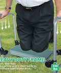 Upgraded Garden Kneeler And Seat Stool With Tool Pocket, Foldable Heavy Duty Bench For Gardeners, shown in use with side rails