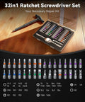 32In1 T Handle Magnetic Ratcheting Screwdriver Set with Interchangeable Grip Styles and 32 S2 Alloy Bits DIY Ready Kit