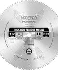 Beefy 16 Inch Aluminum Metal Cutting Blade With 114 Teeth TiCo Carbide Nonferrous Blend, close-up on blade detail