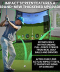 Golfer practicing with Backyard Golf Practice Net 11x8 Feet With Impact Screen And Target Cloth in a backyard setting.