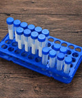 Top Notch Detachable Plastic Test Tube Holder Rack For 5ml 10ml 15ml Tubes 50 Hole Blue Lab Gear Organizer Corrosion Resistant HIPS Material