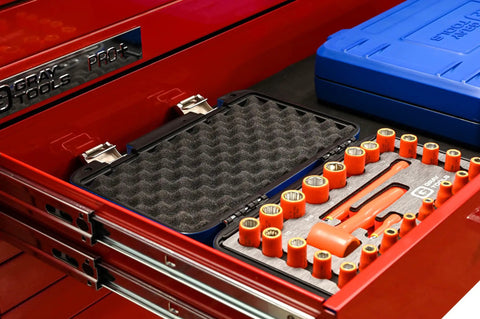 Pro Grade 25 Piece Quarter Inch Drive Insulated Socket And Attachment Set With SAE And Metric Sockets, Made In USA in tool drawer