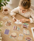 Child writing on 60 Pcs Book Lover Sticky Notes Set With 10 Cute Designs For Book Club Folks And Reading Fans, 20 Sheets Per Pad