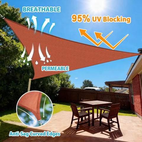 Rust Red Triangle Shade Sail 10x10x10 Outdoor Canopy For Patio Garden Backyard UV Block Fade Resistant Breathable Mesh For Cooler Shade No Fuss Setup For Customizable Shade for patio use