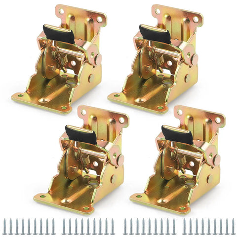 Heavy Duty Steel Folding Brackets Self Locking 90 Degree Hinge Kit With Mounting Screws For Tables Beds And Workbenches Rust Resistant Zinc Finish Built Tough Solid As A Rock Pack Of Four.