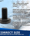Tesla Model Y License Plate Screws Stainless Steel With Black Oxide Finish 6mm M5 Standard Length Rear Pack Of 4 No Rust Easy Install For A Slick Look And Durable Hold close-up on screw thread in front of car diagram
