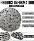 Size 41 20 Feet Roller Chain For Gate Openers Built Tough Carbon Steel Extension Chain With 2 Connecting Links visual specs