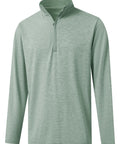 Mens Quarter Zip Performance Pullover For Golf And Everyday Wear, Breathable Moisture Wicking Stretch Fabric, Heather Stripe