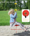 Child playing on Backyard Tree Swing For Kids With Single Disc Rope Climbing Seat For Indoor Outdoor Playground Swing Sets Safe Durable Design Thick 4 Ft Strap Red Color Includes Tree Protector And Carabiner