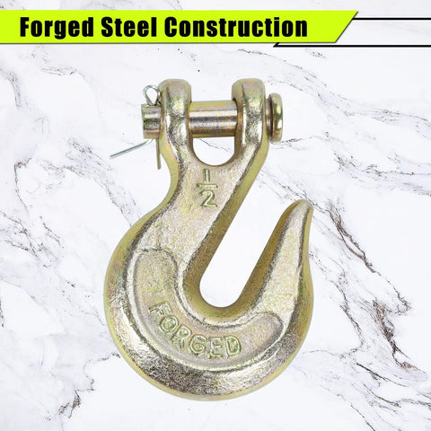 Rock Solid Grade 70 Chain Hook Half Inch Clevis Grab Hook 12000 Lbs Working Load Limit heavy duty forged steel construction hook