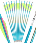 Crossbow Bolts Aluminum Arrows 20 or 22 Inch Shafts with Four Inch TPU Vanes for Hunting and Target Practice, Yellow and Pink