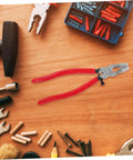 Running Pliers For Glass Cutting With Curved Jaw Grozing Tool For Stained Glass Mosaic Fusion Projects, Pro Grade Debris Free Breaks And Precise Cuts For Colored Glass Materials, red handles on wood table