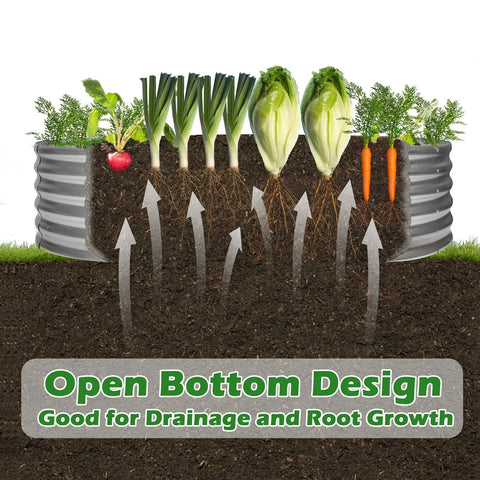 Round Galvanized Raised Garden Bed 4x4x1ft Outdoor Planter For Vegetables And Flowers Durable Steel Flower Box diagram