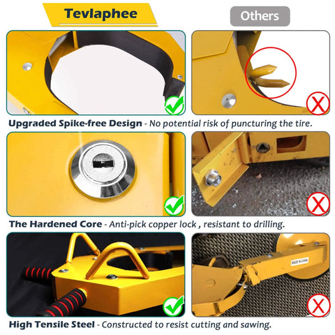Dual Lock Wheel Clamp For Cars Trucks SUVs And Campers With Parking Boot Upgraded Anti Theft Wheel Lock System Adjustable Lug Nuts Cover features and design