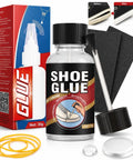 Clear Waterproof Shoe Glue For Sole Repair 30g Quick Dry Flexible Strong Adhesive For Kicks Boots Leather Rubber Canvas Fix Loose Soles Cracks And Worn Edges With A Durable Bond with bottle and brush.