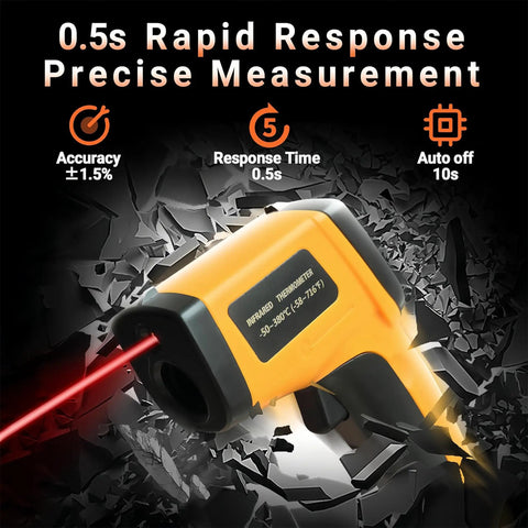 Non Contact Infrared Thermometer Gun For Cooking And BBQ With Backlight - Laser Temperature Gun For Grilling, Pizza Oven, And Smoker, Reads -58F To 712F, Handheld, Emissivity Adjustable 0.1-1.0, Not For Human Use, orange