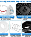 Real Deal GE Washing Machine Repair Kit Featuring Transmission Pulley Push Nut Shift Actuator Drive Belt Clutch And Coil Spring To Knock Out Squeaks Fast And Keep Your Laundry Routine Rolling Smooth Without The Headache, parts overview.