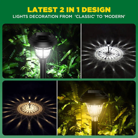 Super Bright 2 In 1 Solar Lights Outdoor Waterproof Auto On Off Dusk To Dawn Garden Solar LED Pack 10 in garden setting