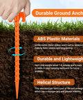 Hold It Down Easy 15 Pack Plastic Spiral Tent Stakes 10 Inch Heavy Duty Screw In anchor being installed in soil.