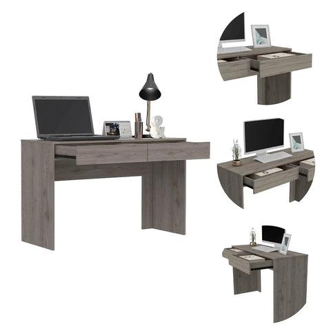 Game Changer Computer Desk With Drawers And Storage Organizer For Home Office Writing Gaming Setup, 47.3 inch gray desk with dual drawers.
