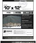 Heavy Duty Green Canvas Tarp 10x12 Dry Top Waterproof Outdoor Cover packaging with product details