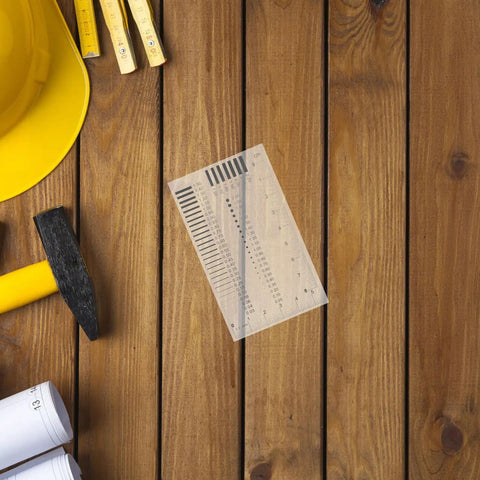 High Precision Crack Width Ruler For Defect Inspection Transparent Scratch Ruler And Size Estimation Chart Plastic Tool on wood surface