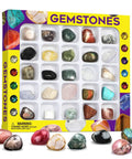 Awesome 25 Piece Rock and Mineral Kit for Kids Ages 6 to 12 STEM Geology Toy Set with Real Rocks Gemstones and Crystals for Hands On Science Discovery and Learning Perfect Starter Geology Kit for Classroom Home School Projects box with 25 gemstones