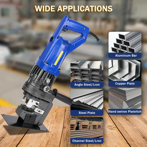 Heavy Duty 1300W Electric Hydraulic Hole Puncher With No Sweat Ten Ton Power And Pro Grade Die Set For Angle Iron Channel Steel Works Like A Champ On Any Shop Floor Or Jobsite Project Today