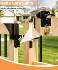 Heavy Duty Sliding Gate Hardware Kit For Wood Fences With Anti Sag Design Space Saving Gate System For Narrow Driveways Pets And Kids Safe Easy Roller Track Installation, black gravity gate latch with padlock on wood fence