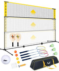 All In One Portable Badminton Volleyball Pickleball Net Set For Adults, Adjustable Height, with rackets, paddles, balls, pump, stakes, bag