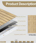 Effortless Peel And Stick 3D Wall Panels Self Adhesive Soundproof Removable PVC Slat Tiles Dark Brown Wood Grain showing product layers and dimensions.