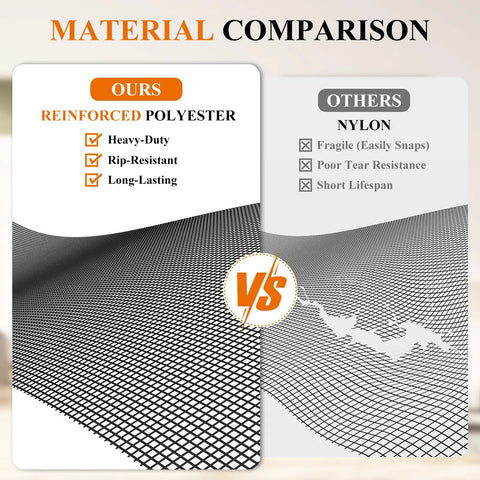 Comparison of reinforced polyester vs nylon for Magnetic Screen Door For 32 By 80 Inch Openings, Reversible Left Or Right Install.