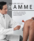 Doctor using the Must Have Premium 7 Piece Silver Diagnostic Kit Taylor Hammer on a patient's knee.