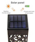 Top view of the solar panel on a Dual Use Solar Pathway Lights Set Of 6 In Brown Stainless Steel With Warm White 8 Lumen Outdoor Garden