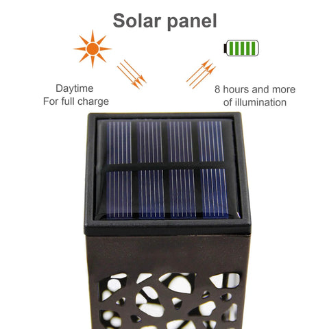 Top view of the solar panel on a Dual Use Solar Pathway Lights Set Of 6 In Brown Stainless Steel With Warm White 8 Lumen Outdoor Garden