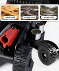 Close-up of 4400 Lb Hydraulic Off Road Floor Jack With Big Wheels for trucks, SUVs, and ATVs, showing rugged tires and dual piston lift.