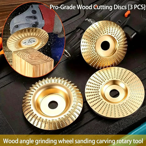 Three Piece Tungsten Carbide Wood Carving Disc Set For Your Angle Grinders With Polishing Pad Fits Four And A Half To Five Inch Grinders Seven Eighth Inch Arbor Includes Vibration Dampening Gaskets For Smooth Cutting Sanding And Shaping, 3 discs