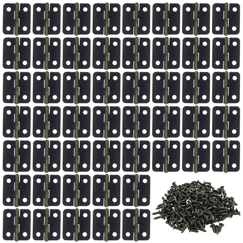 50 Pcs Mini Bronze Hinges Set for Jewelry Boxes and Small Cabinets 18x16mm Antique Bronze Decorative Hinges with Mounting Screws