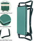 Foldable Garden Kneeler And Seat With Heavy Duty Steel Frame All In One Large Tool Pouch Wider EVA Foam Pad Easy Fold Design