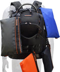 4 Pack Small Tool Pouches Set With Clips Heavy Duty Electrician Tool Bags displayed on a backpack for DIY projects and home improvement.