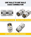 Two Pack UHF PL259 Male To Male Coax Connectors nickel plated with copper core for CB Ham Radios Antennas and Coax Cable