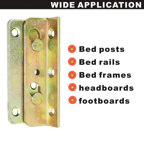 Rock Solid No Mortise Bed Rail Brackets 4 Pack Hella Sturdy Rust Proof Iron Clips For Wood Beds No Sweat Assembly Tight Grip for bed frame use.