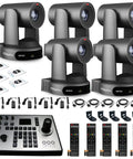 Top Shelf 5 Pack Of 4K PTZ Cameras With 30X Optical Zoom Bundled With A Zero Sweat Joystick Controller And Five Heavy Duty Wall Mounts For Plug And Play Studio Grind.