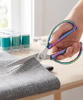 Cutting fabric with Heavy Duty Rose Gold Kitchen Shears Industrial Grade Stainless Steel Scissors For Home Office And DIY Projects Built Tough
